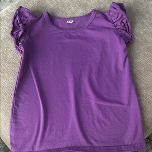 Amazon Essentials Purple Ruffle Sleeve Tee